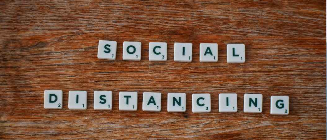 picture of the words social distance.